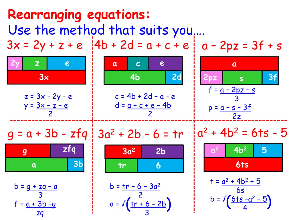 rearranging equations use the method that suits 1