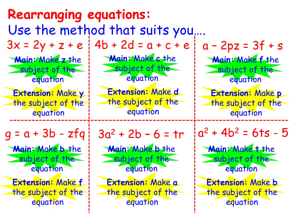 rearranging equations use the method that suits