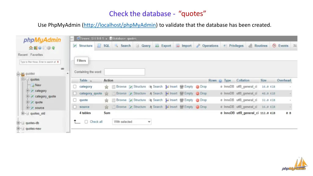 check the database quotes