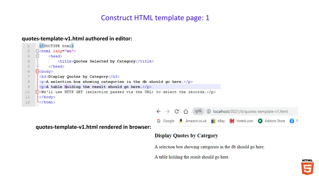 construct html template page 1