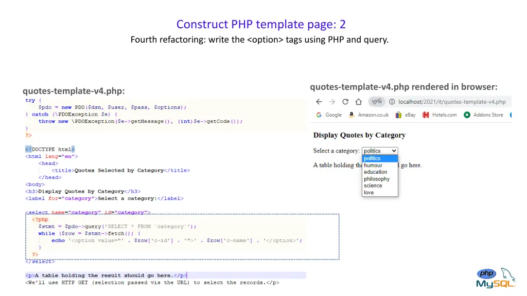 construct php template page 2 fourth refactoring
