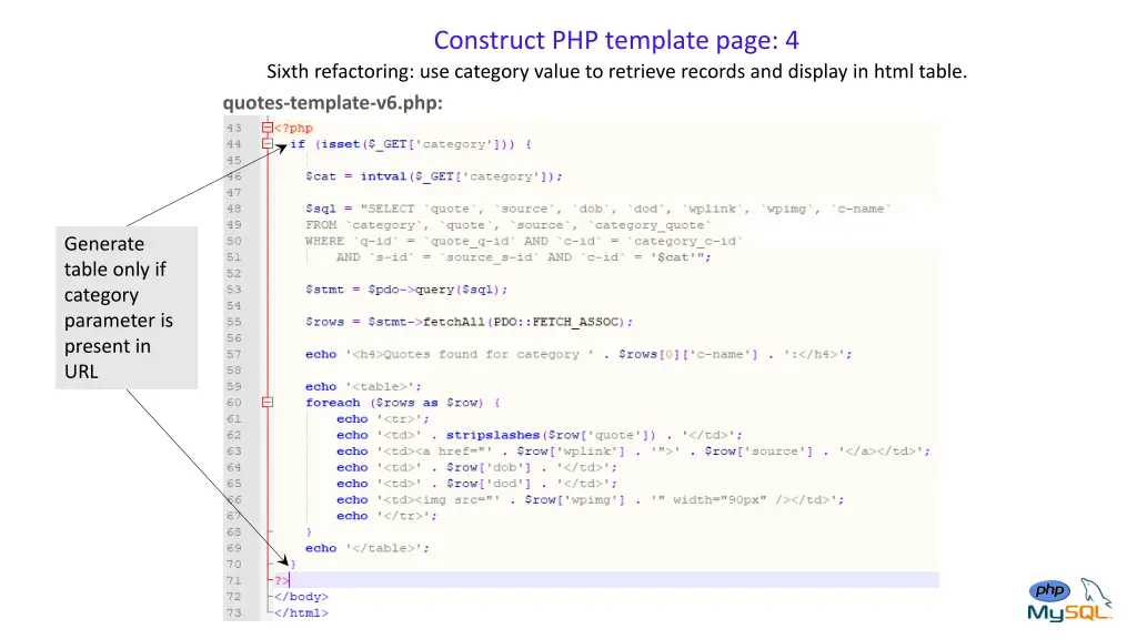 construct php template page 4 sixth refactoring