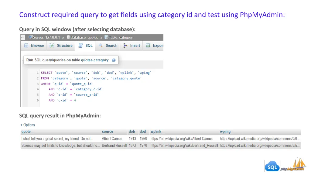 construct required query to get fields using