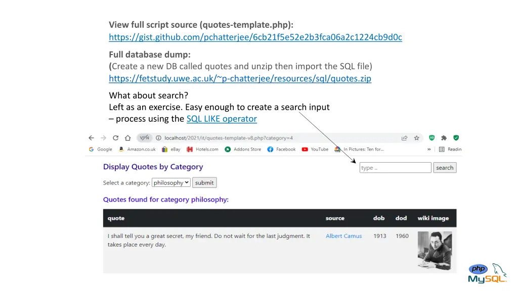 view full script source quotes template php