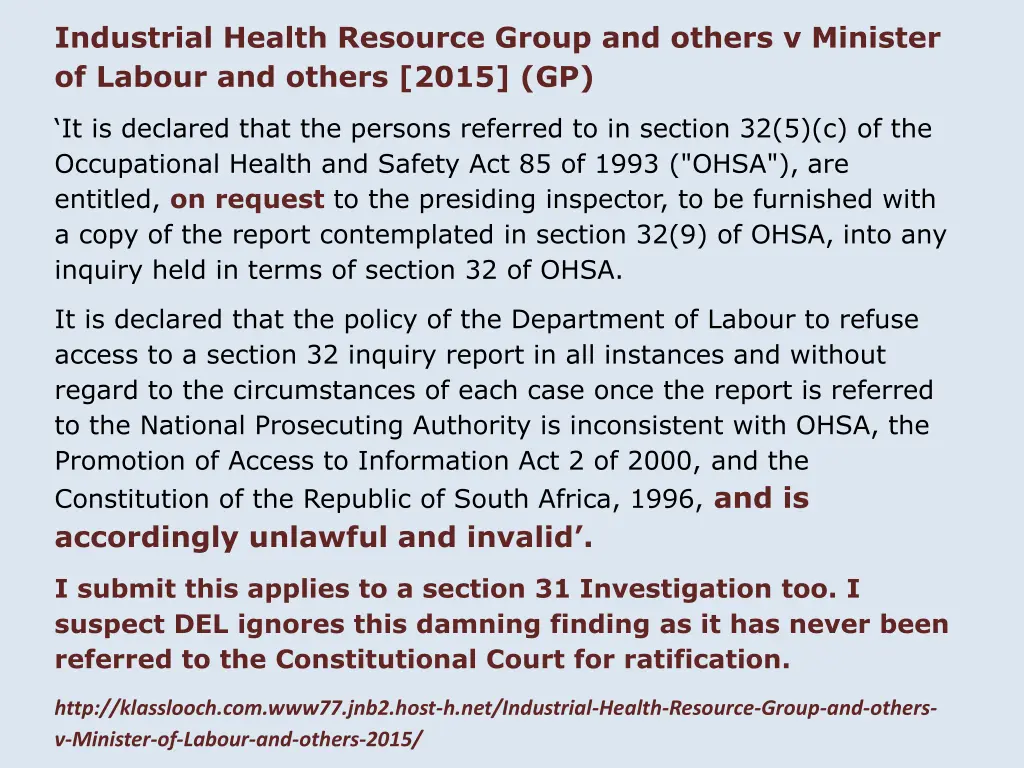 industrial health resource group and others