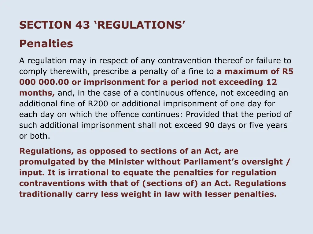 section 43 regulations