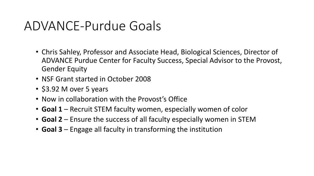 advance purdue goals
