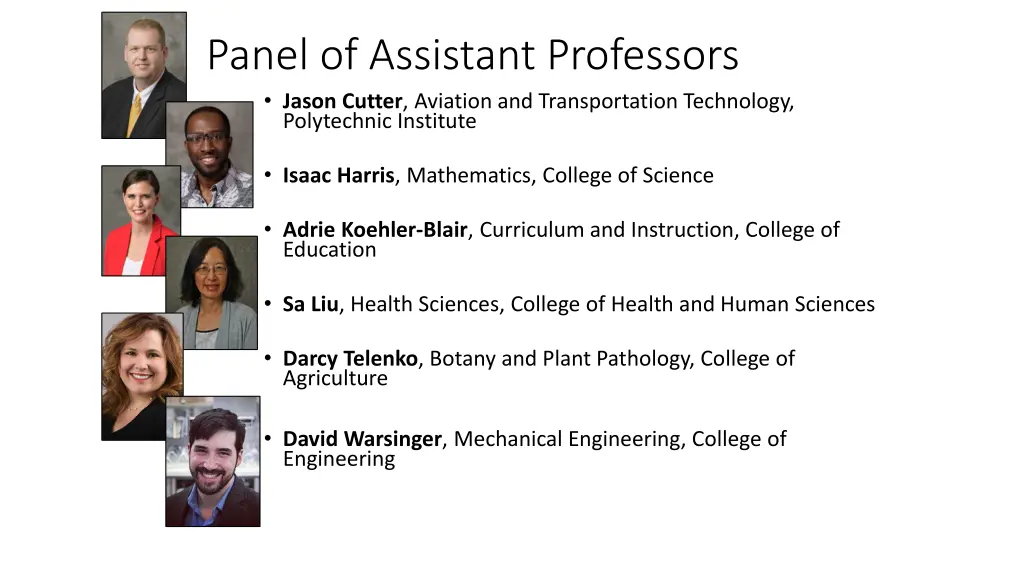 panel of assistant professors jason cutter