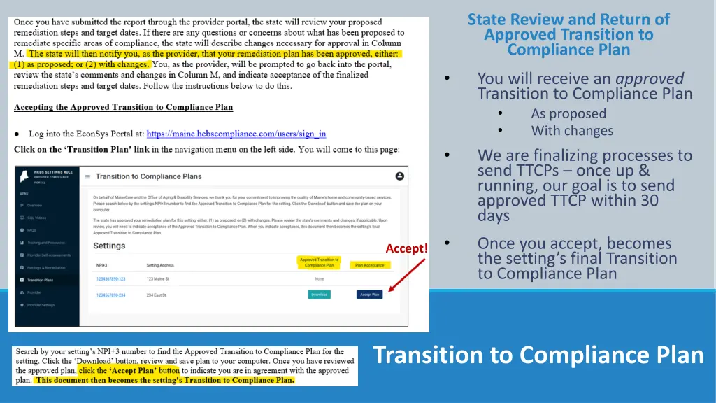 state review and return of approved transition