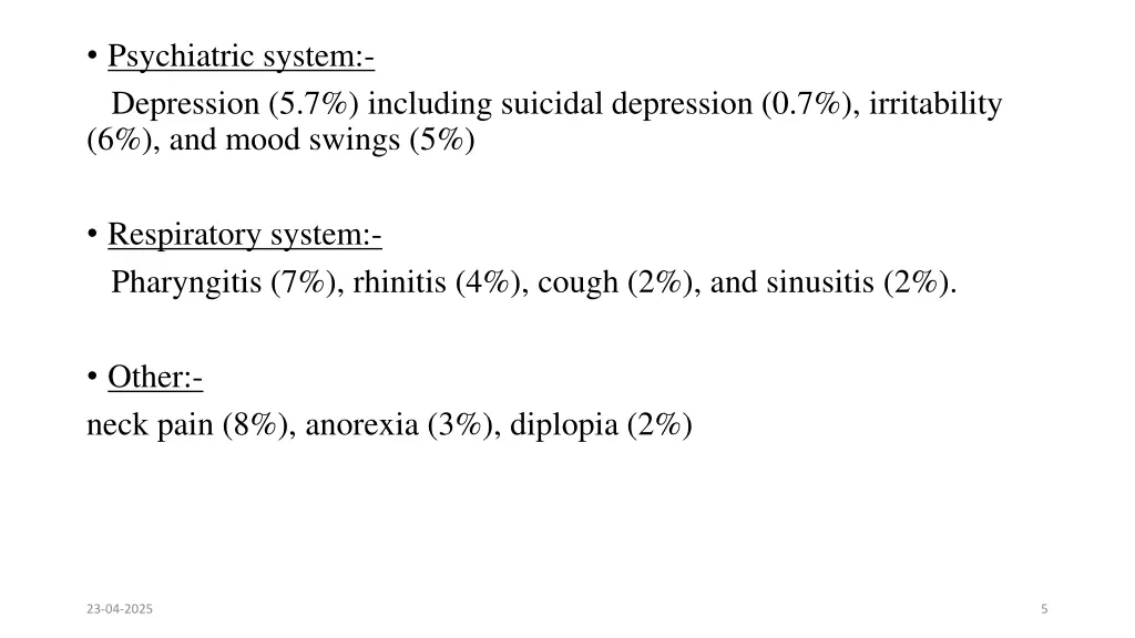 psychiatric system depression 5 7 including
