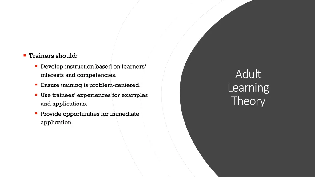 trainers should develop instruction based