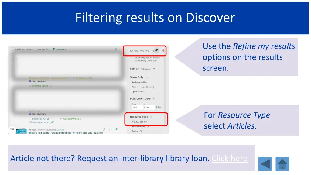 filtering results on discover