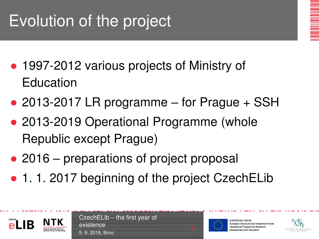 evolution of the project