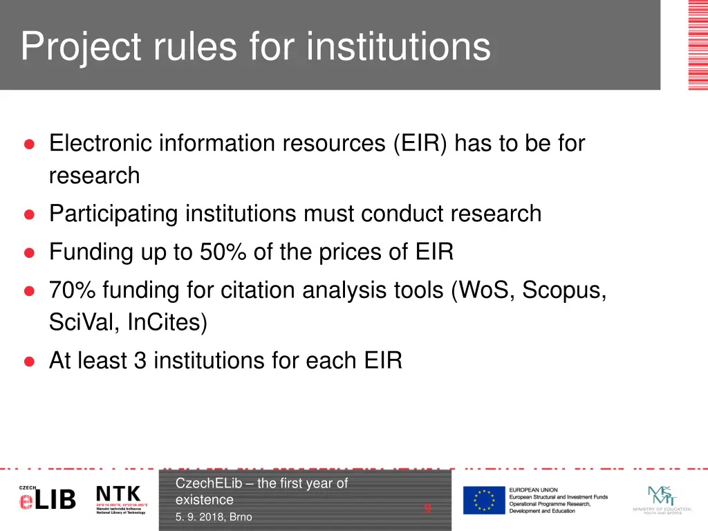 project rules for institutions