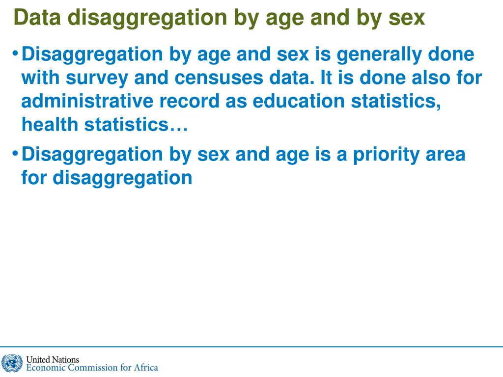 data disaggregation by age and by sex