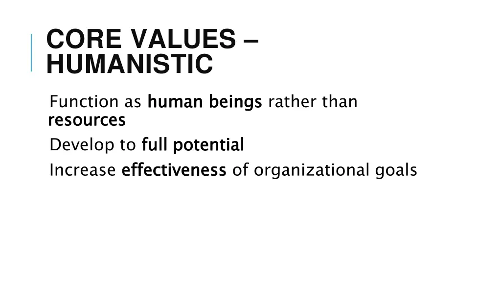 core values humanistic