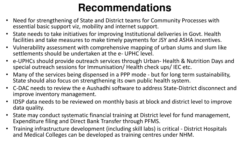 recommendations