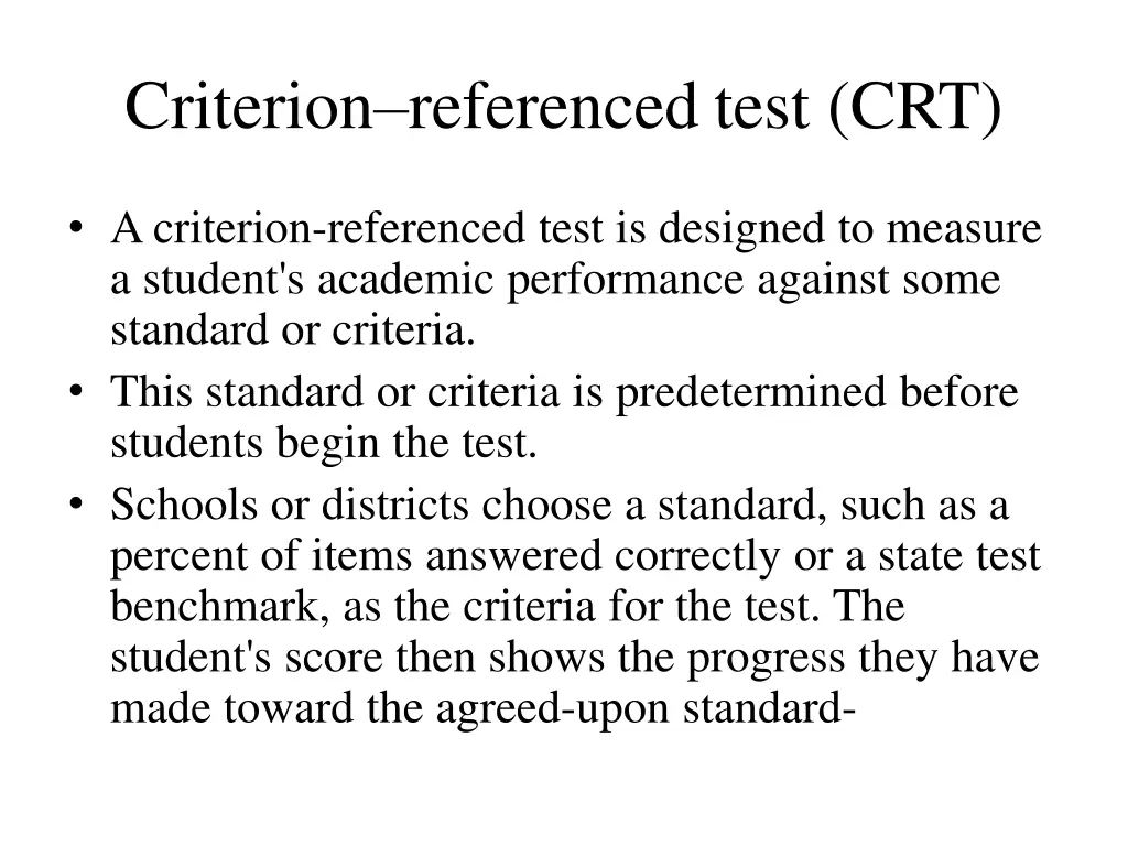 criterion referenced test crt