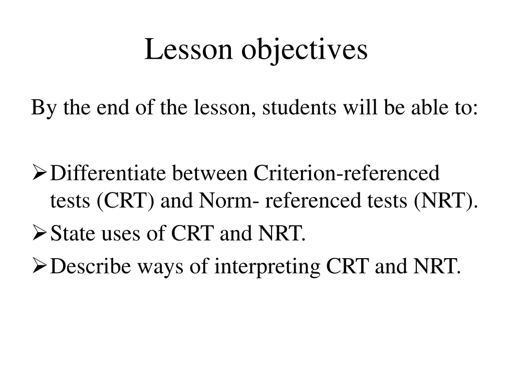lesson objectives