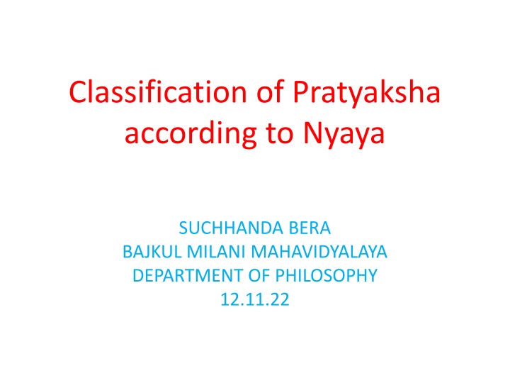 classification of pratyaksha according to nyaya