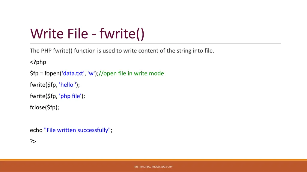 write file fwrite