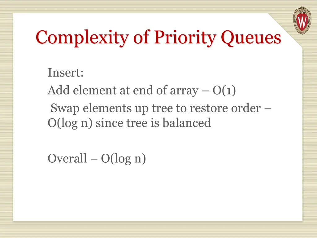 complexity of priority queues