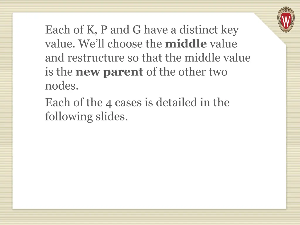 each of k p and g have a distinct key value
