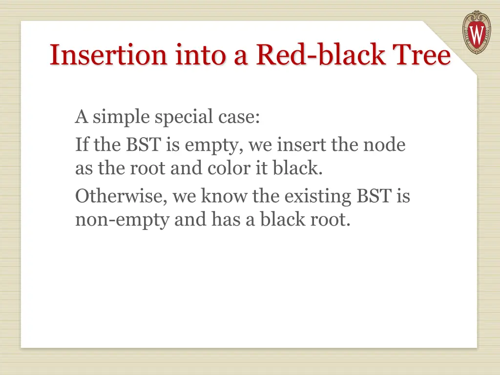 insertion into a red black tree