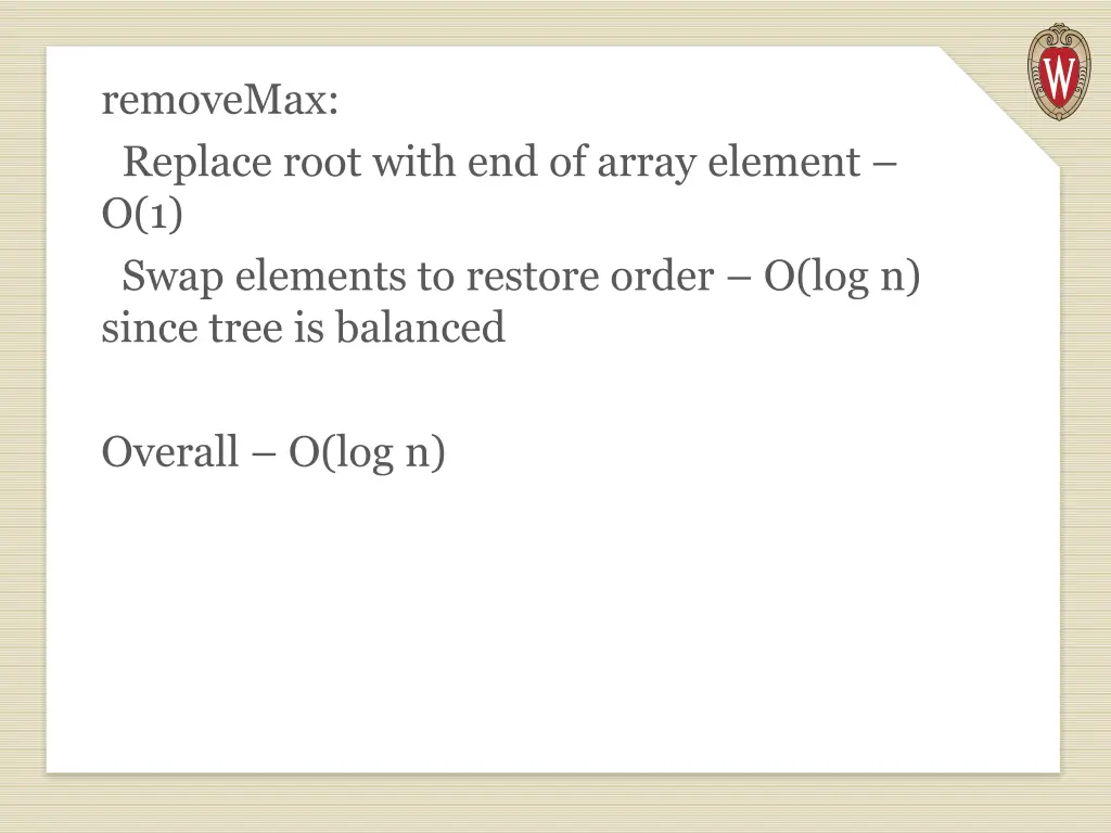 removemax replace root with end of array element