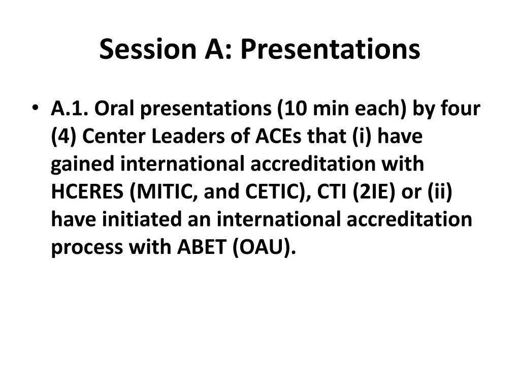 session a presentations