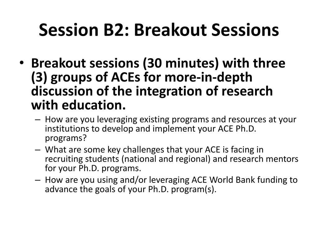 session b2 breakout sessions
