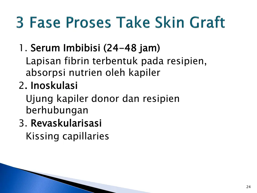 1 serum imbibisi 24 lapisan fibrin terbentuk pada