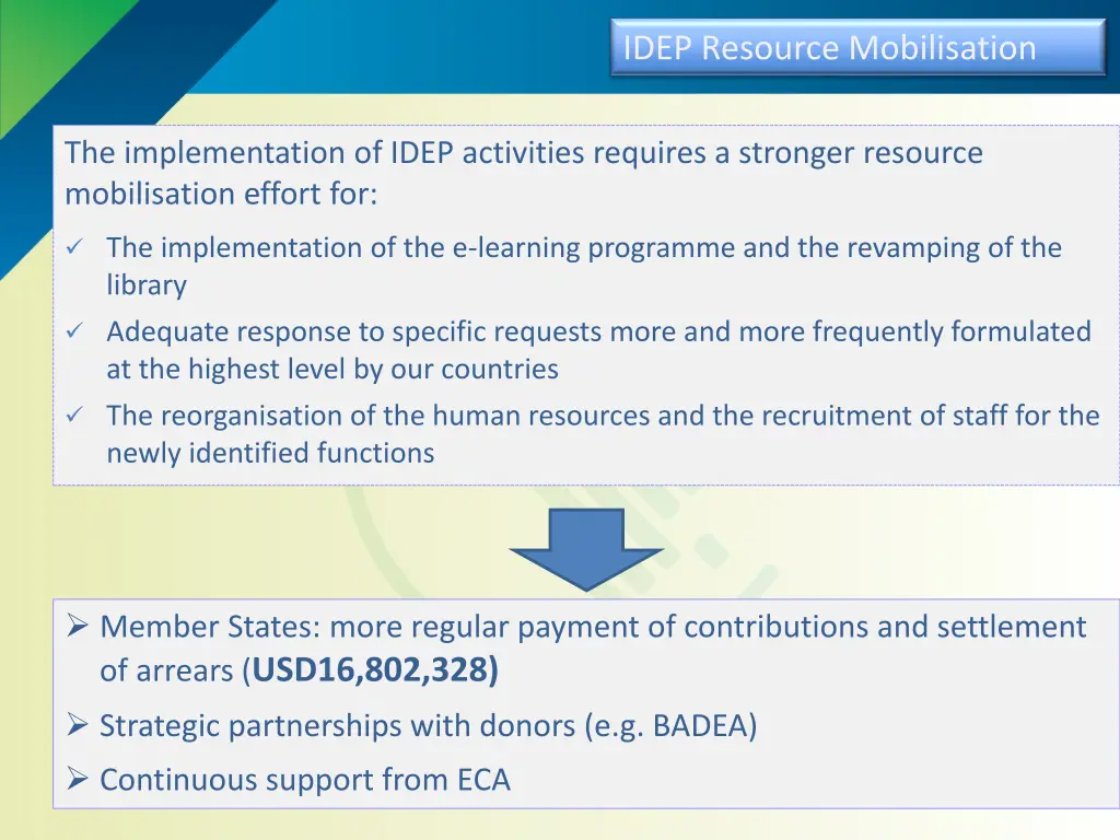 idep resource mobilisation