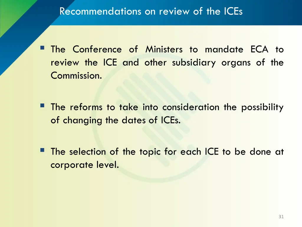 recommendations on review of the ices