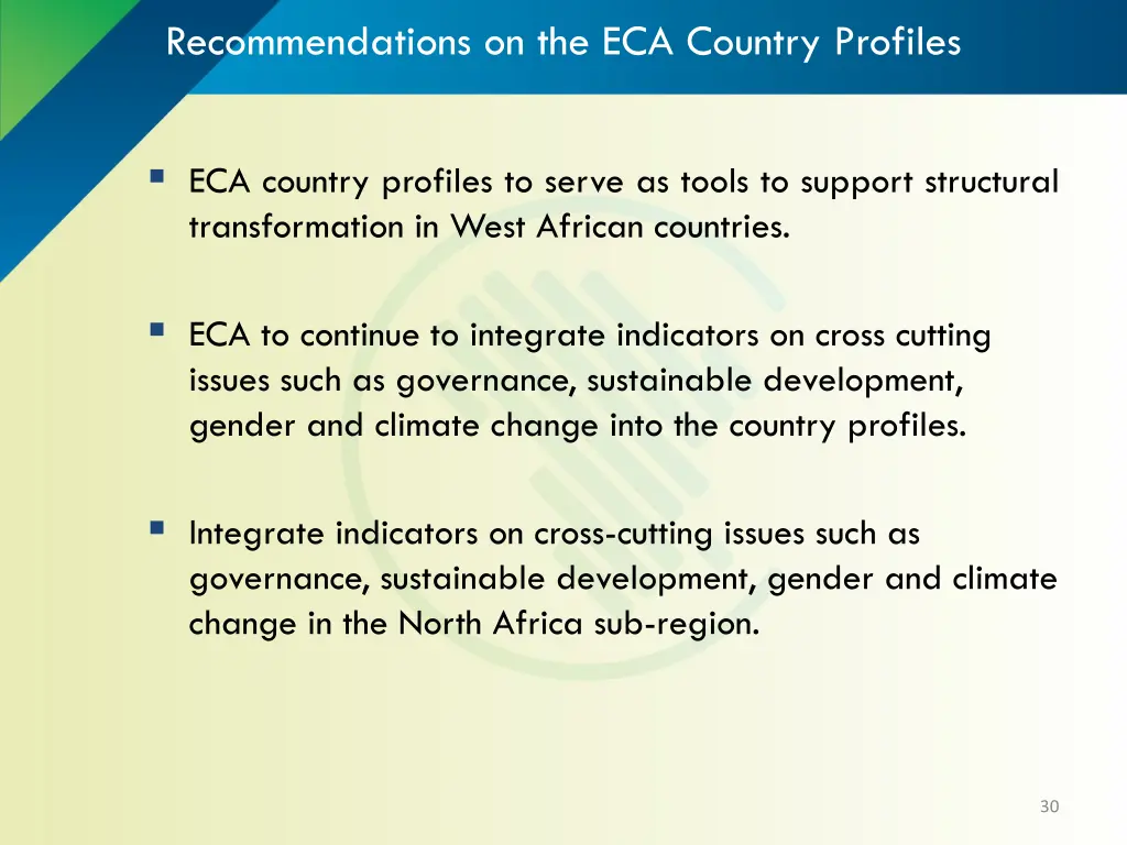 recommendations on the eca country profiles 1
