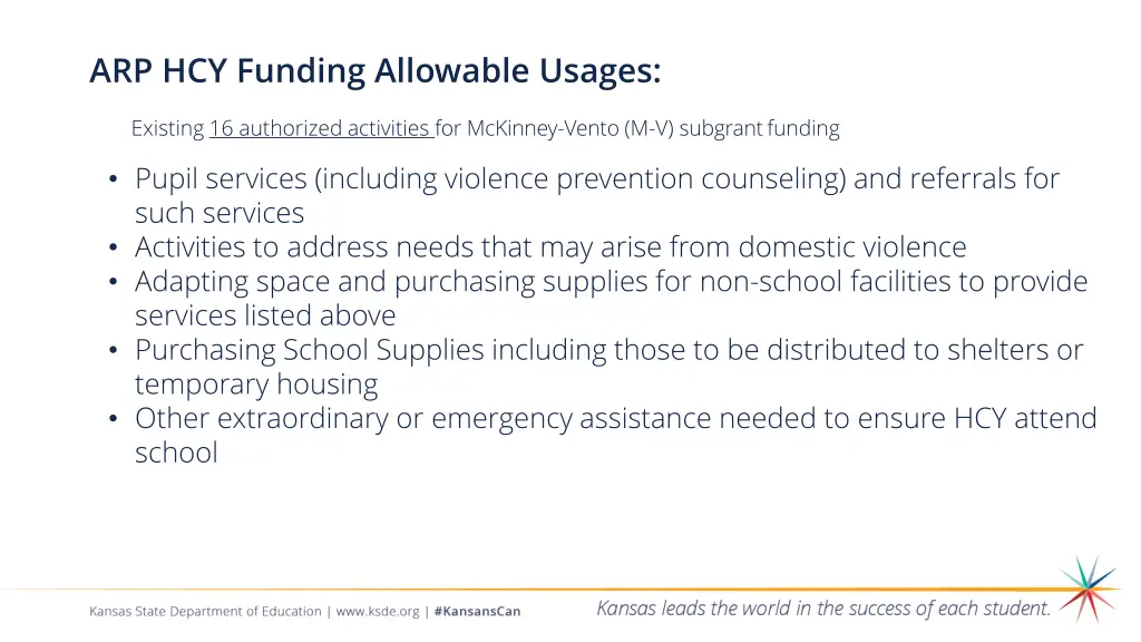 arp hcy funding allowable usages 2