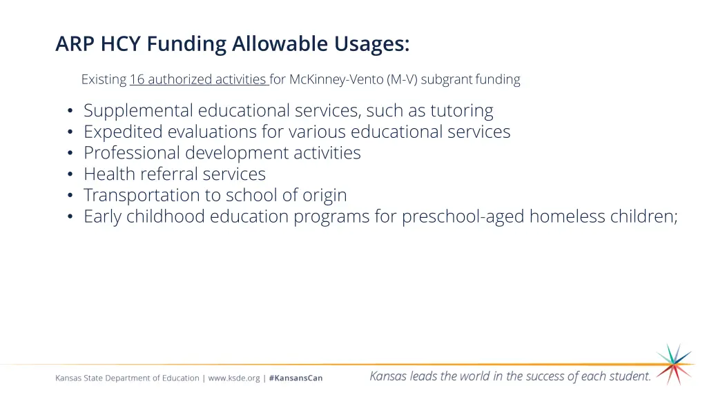 arp hcy funding allowable usages