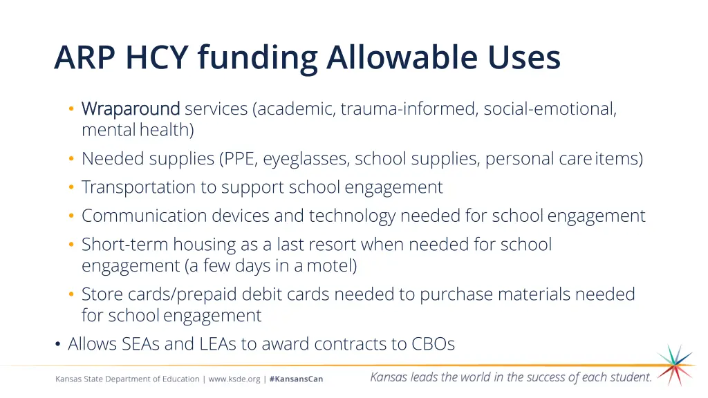 arp hcy funding allowable uses