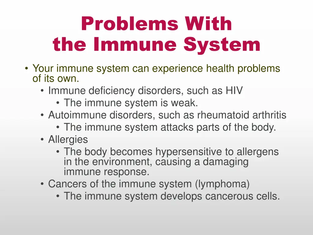 problems with the immune system your immune