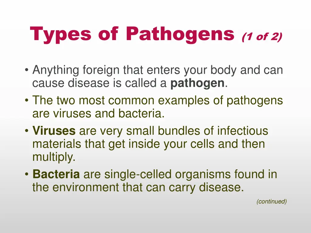 types of pathogens 1 of 2