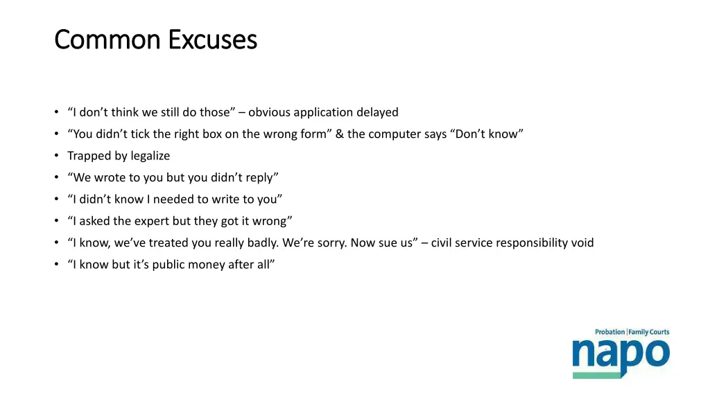 common excuses common excuses
