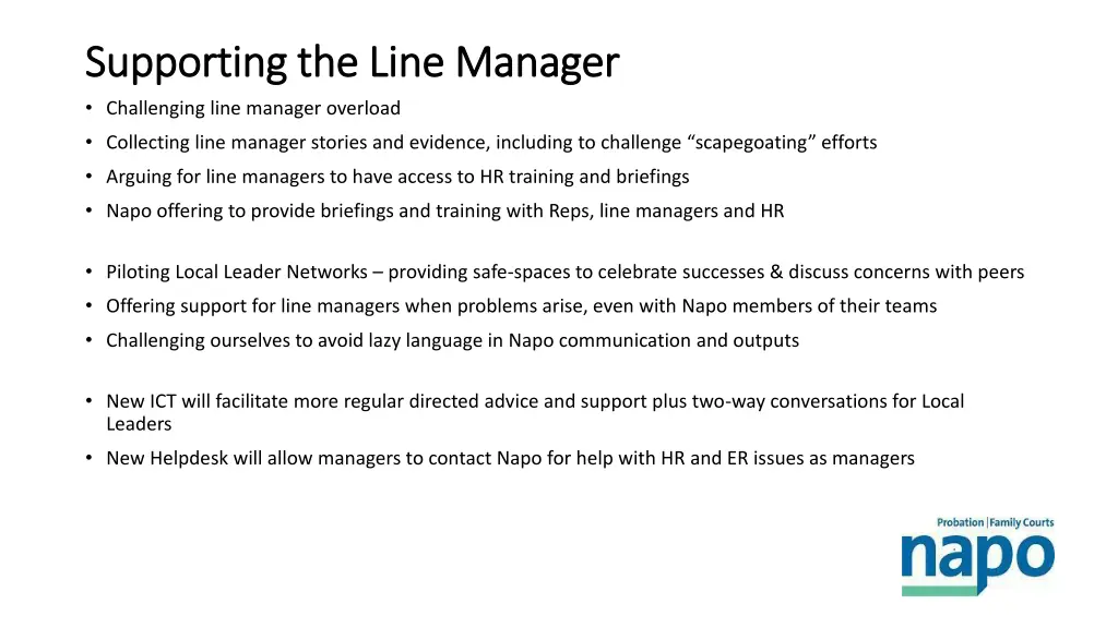supporting the line manager supporting the line