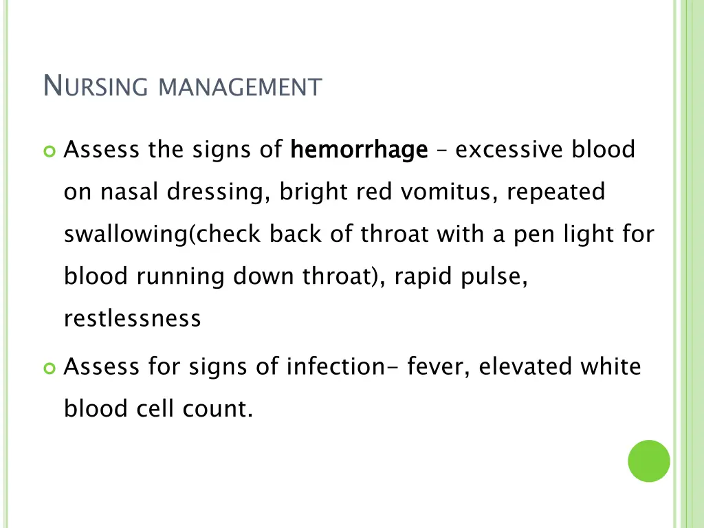 n ursing management