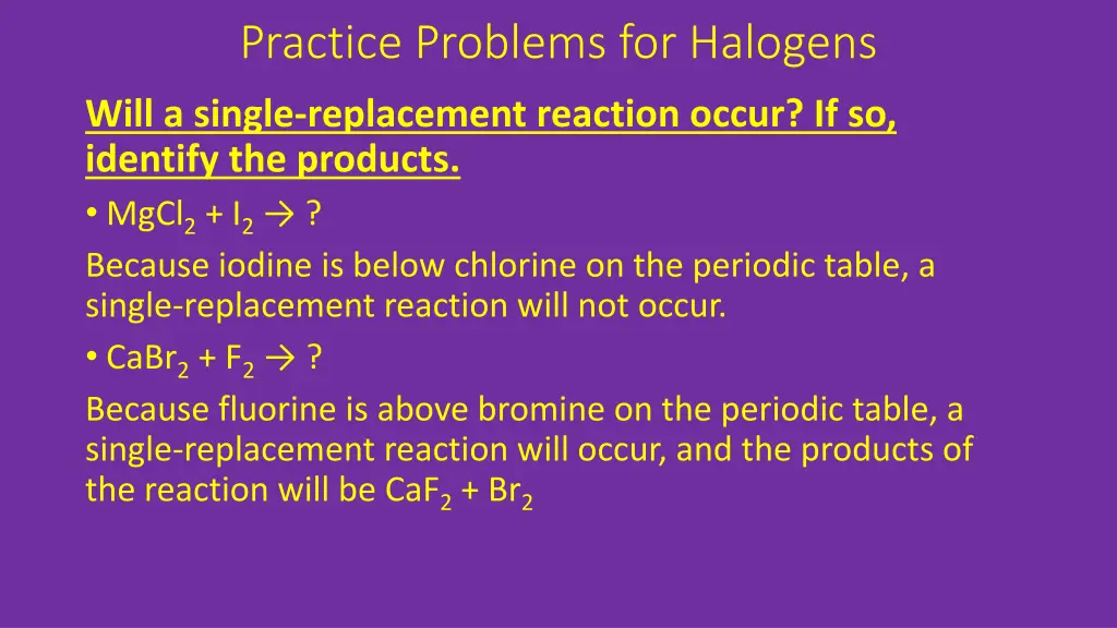 practice problems for halogens