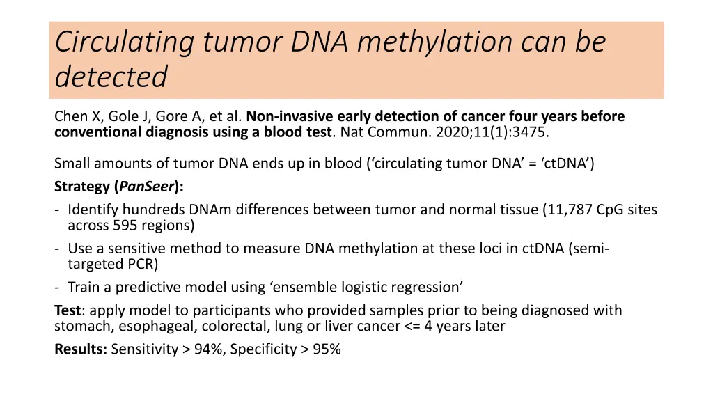 circulating tumor dna methylation can be detected