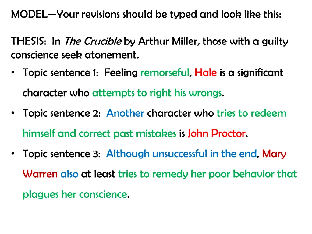 model your revisions should be typed and look