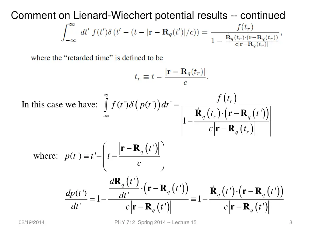 comment on lienard wiechert potential results 1