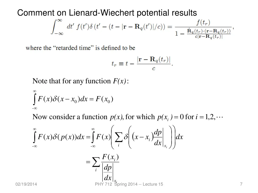 comment on lienard wiechert potential results