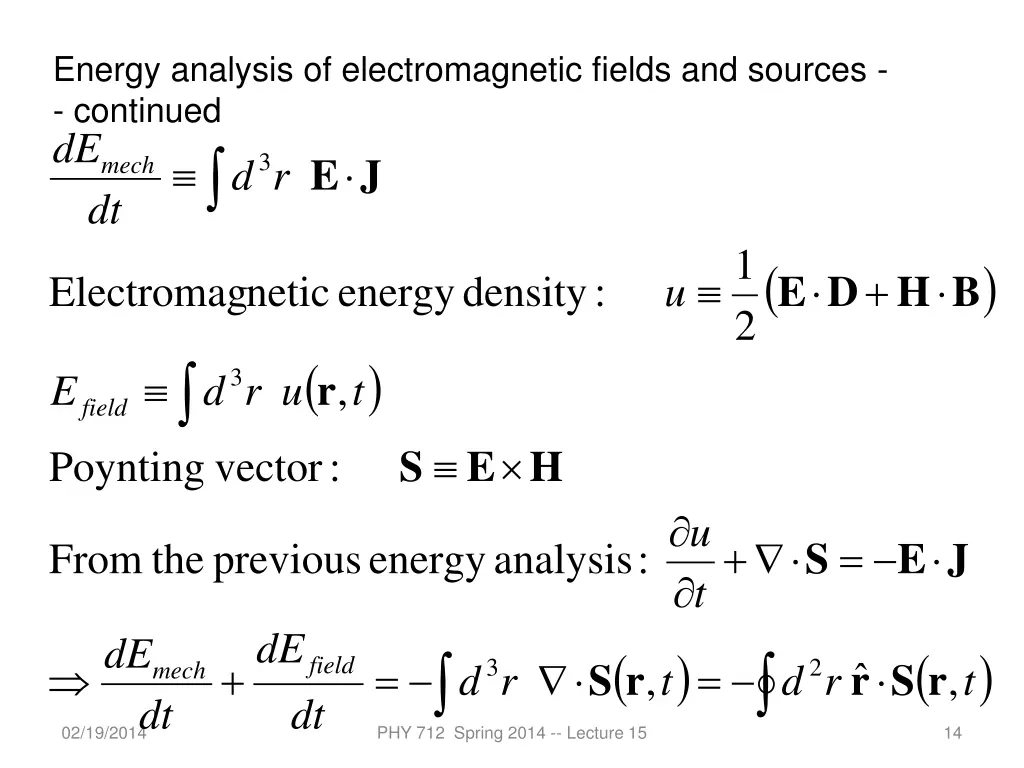 energy analysis of electromagnetic fields 1