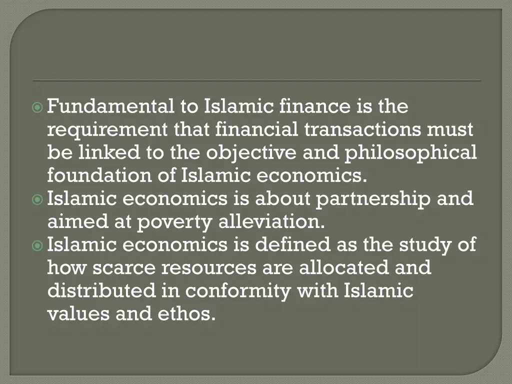 fundamental to islamic finance is the requirement